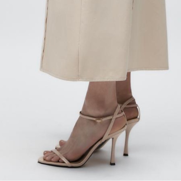 Zara tan leather sandals heels shoes - Picture 6 of 8